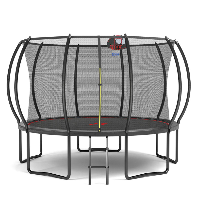 Trampoline YC 12FT - échelle - noir rouge