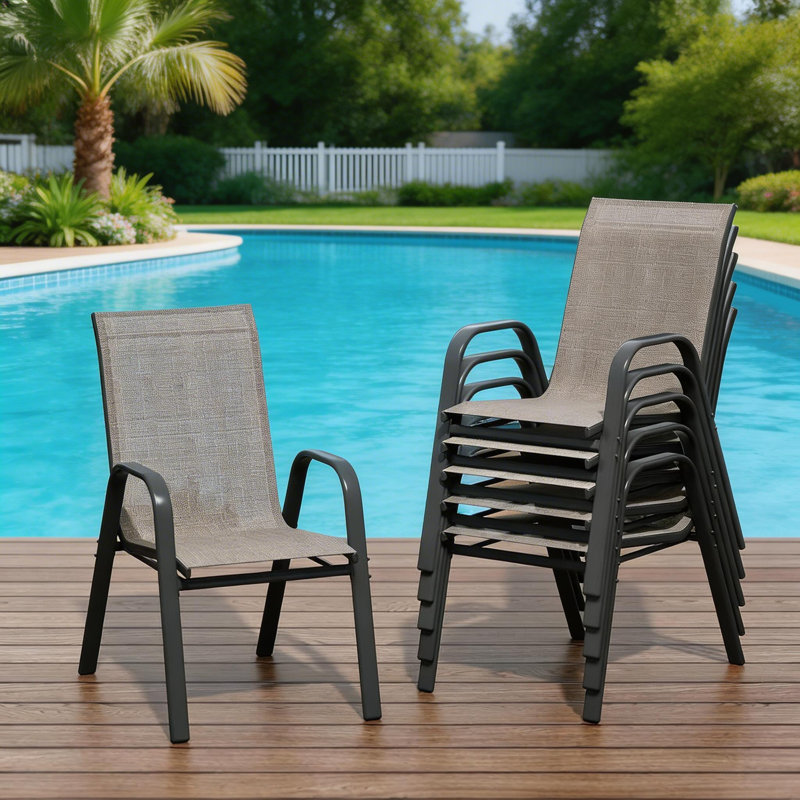 Stackable Dining Chairs , 300lb Capacity, All Weather, Black