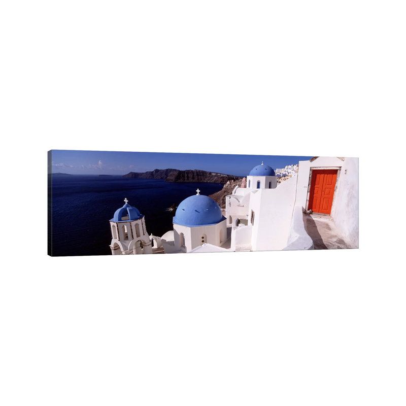 Church In A City, Santorini, Cyclades Islands, Greece - Wrapped Canvas Panoramic Print, 30.48 cm H x 91.44 cm W x 1.91 cm D
