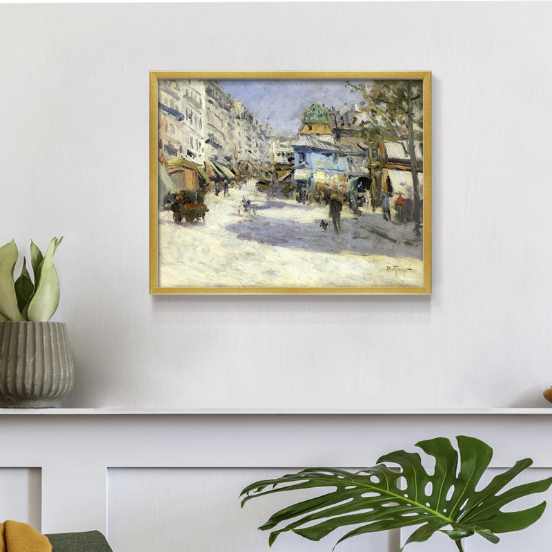 Paysages rétro-CCxxxxi - reproduction encadrée - réversible, H 11 po x l 14 po, Or