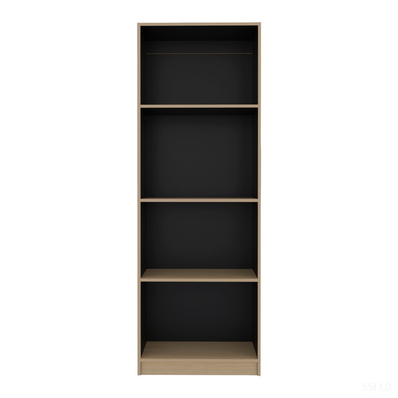 Bibliothèque à 4 tablettes, bibliothèque ouverte moderne pour le salon, la chambre à coucher ou le bureau