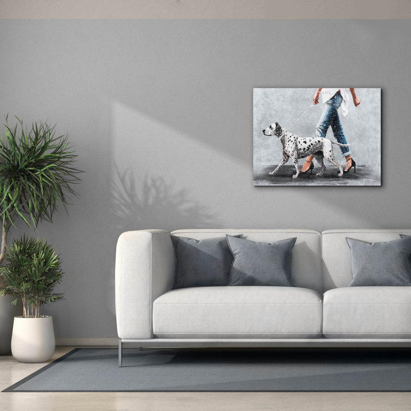 «Epic Graffiti» «Woman With Dolmatian» par Svetlana Aleynikova, art mural sur toile, H 26 po x l 34 po