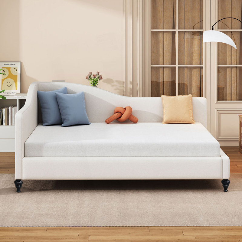 Full Size L-Shaped Daybed, Modern Day Bed, Beige