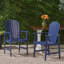 Chaises de salle à manger d'extérieur résistantes aux intempéries en bois d'acacia Adirondack (ensemble de 2), finition bleu marine