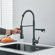 Commercial Kitchen Sink Faucet Waterfall Pull Down Sprayer 360-degree Swivel Spout Single Handle Single Hole Mixer Tap