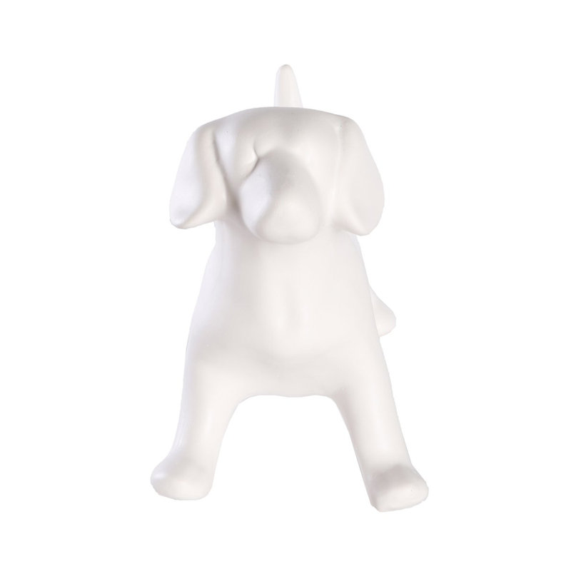 Figurine en céramique Beagle debout, Blanc mat