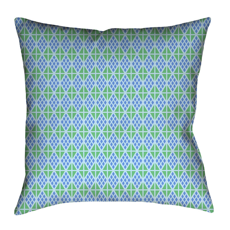 Coussin Katelyn Elizabeth, 14 po x 14 po, Bleu et pastel, Polyester sergé