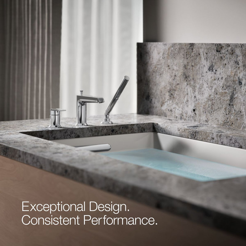 Hint Single-Handle Deck-Mount Bath Faucet With Handshower, Polished Chrome
