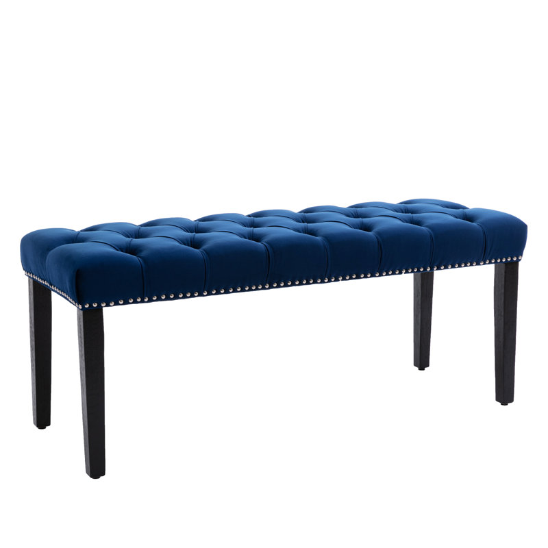 Velvet Bench For Entryway And Hallway, Blue Footrest Stool, Smooth Assembly, 330 Lbs Weight Limit Quick To Up,, Blue