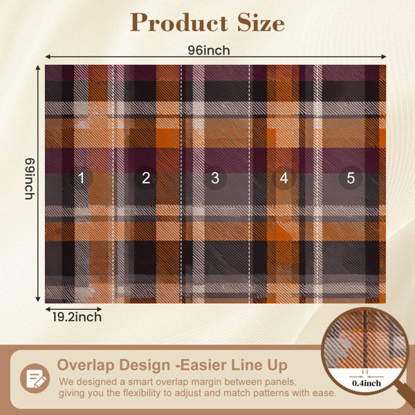 Red Barrel Studio Peel and Stick Wallpaper Dark blue orange tone plaid ...