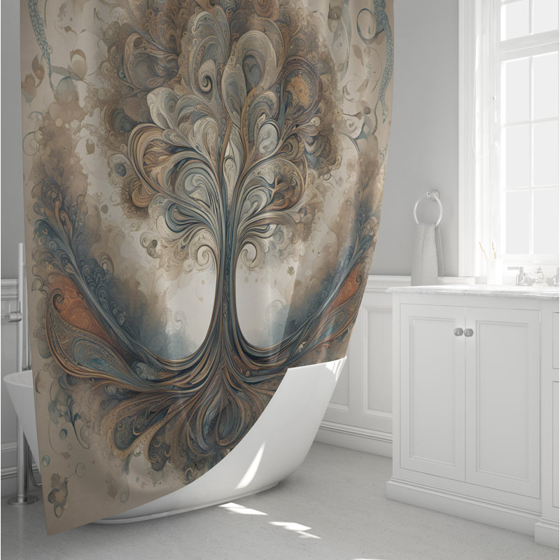 Rideau de douche abstrait Hahira, L 70 po x L 93 po