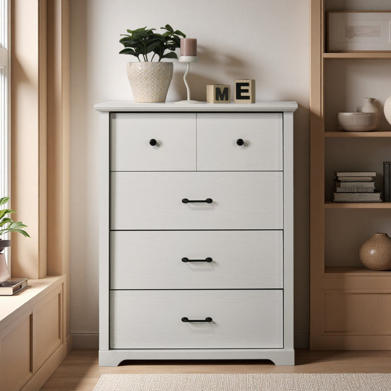 Commode 4 tiroirs avec poignées l 32 ", Blanc