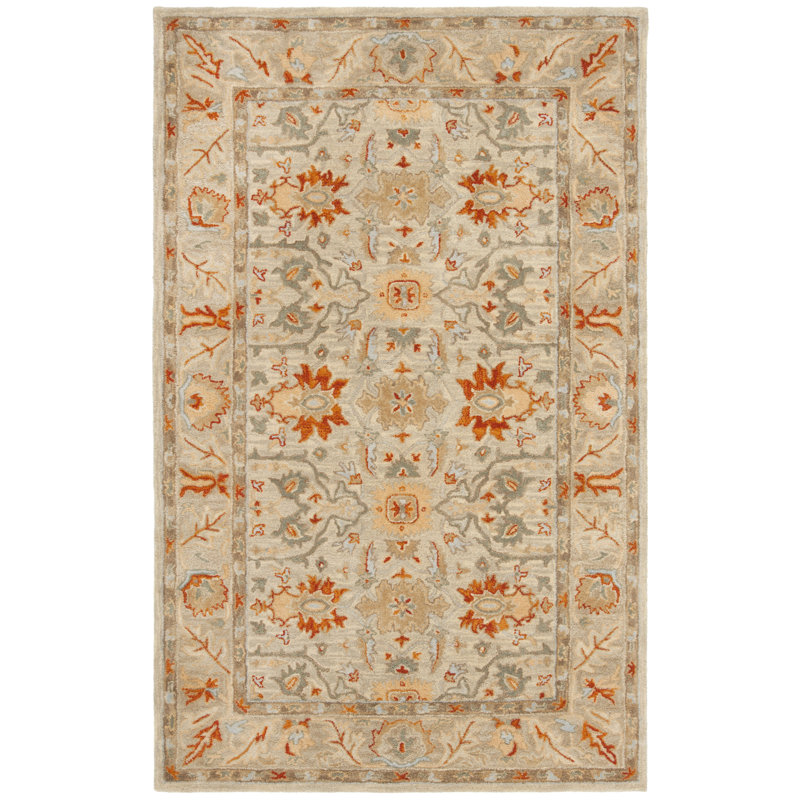 Antiquity Hand-Tufted Beige Area Rug, Rectangle 5' x 8'