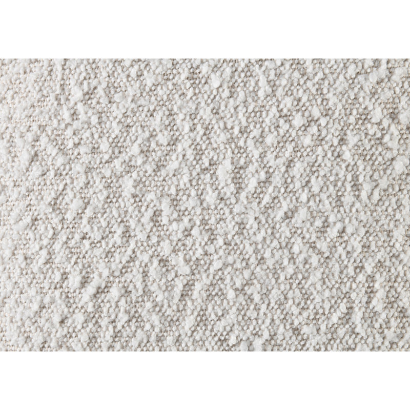 Sandro King White Boucle Upholstered Bed with Walnut Frame