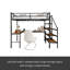 Lit mezzanine avec bureau en L, grand espace de rangement et compartiments de rangement-372161796