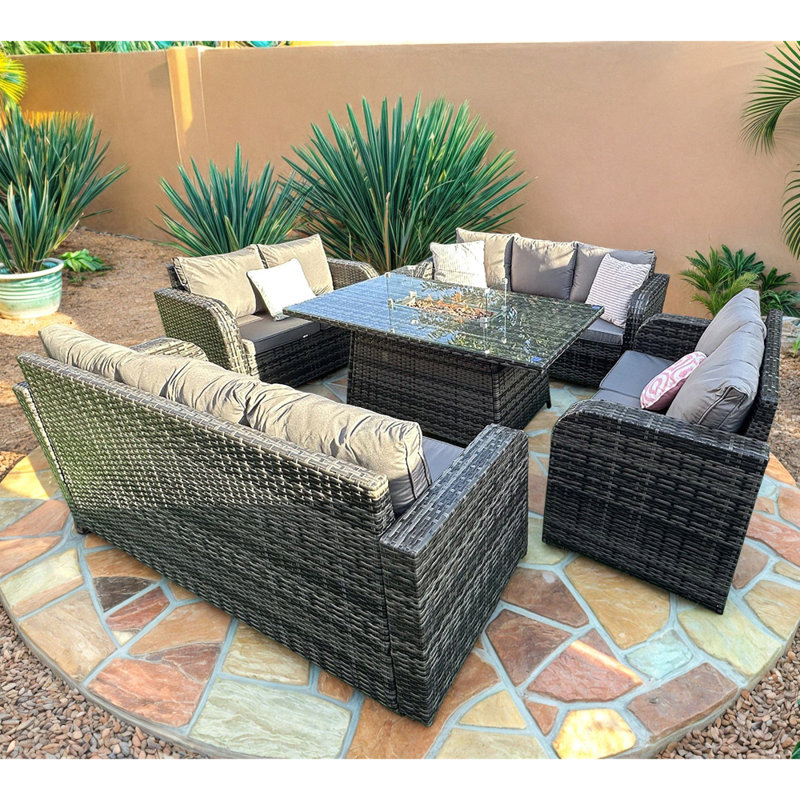 Lotus 10 Seater Fire Pit Dining Table Set