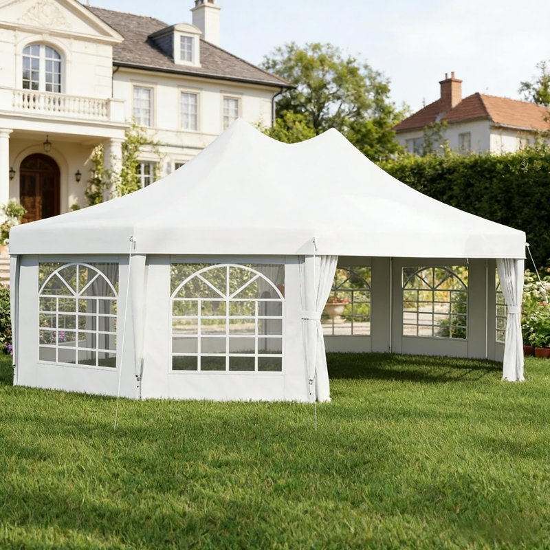 Très grande tente pour événement, tente de fête à baldaquin avec protection contre les rayons UV et fenêtres cathédrale pour les rassemblements extérieurs