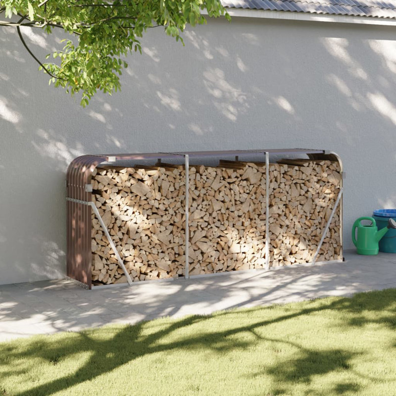 Porte-bûches en acier galvanisé 92,1 po x 17,7 po x 39,4 po, Brun clair