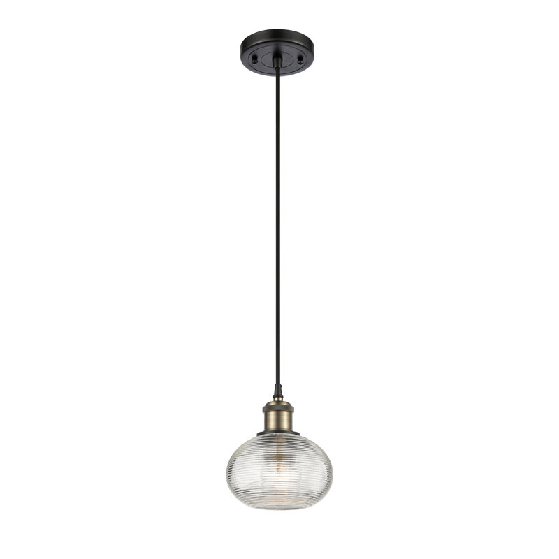 Luminaire suspendu 1 corde Ballston Jerard-516-G555, H 7 po x l 6 po x P 6 po, Laiton antique noir