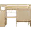 Lit simple au-dessus d'un lit mezzanine avec compartiments de rangement et conception robuste et naturelle en bois massif-1153216210