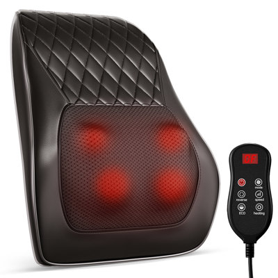 Himouta Shiatsu Lower Back Massager With Heat, Electric Back Neck Massager, Kneading Massage Chair Pad, 3d Deep Tissue Massage Cushion, Portable Rolling Massagers For Office Home Use (black)