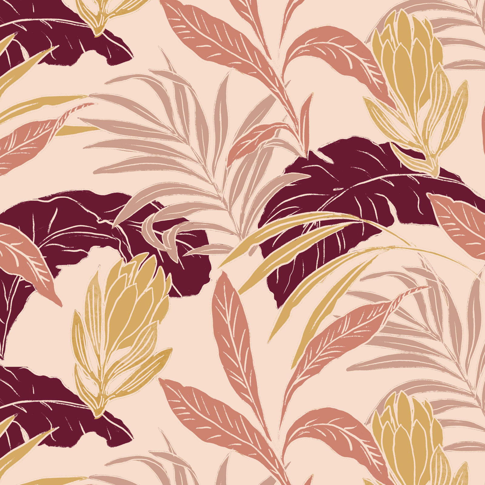 Barley 50" Bedroom Bench, Protea Palm Blush