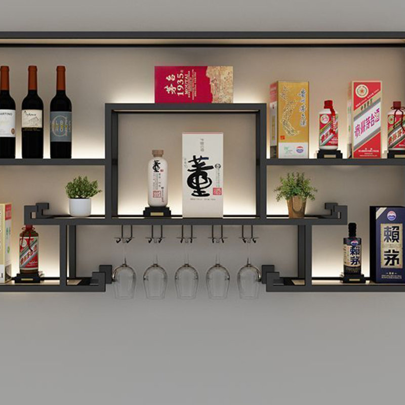 Creative wall-mounted wine rack, Black, 31.4" H x 47.2" W x 7.8" D