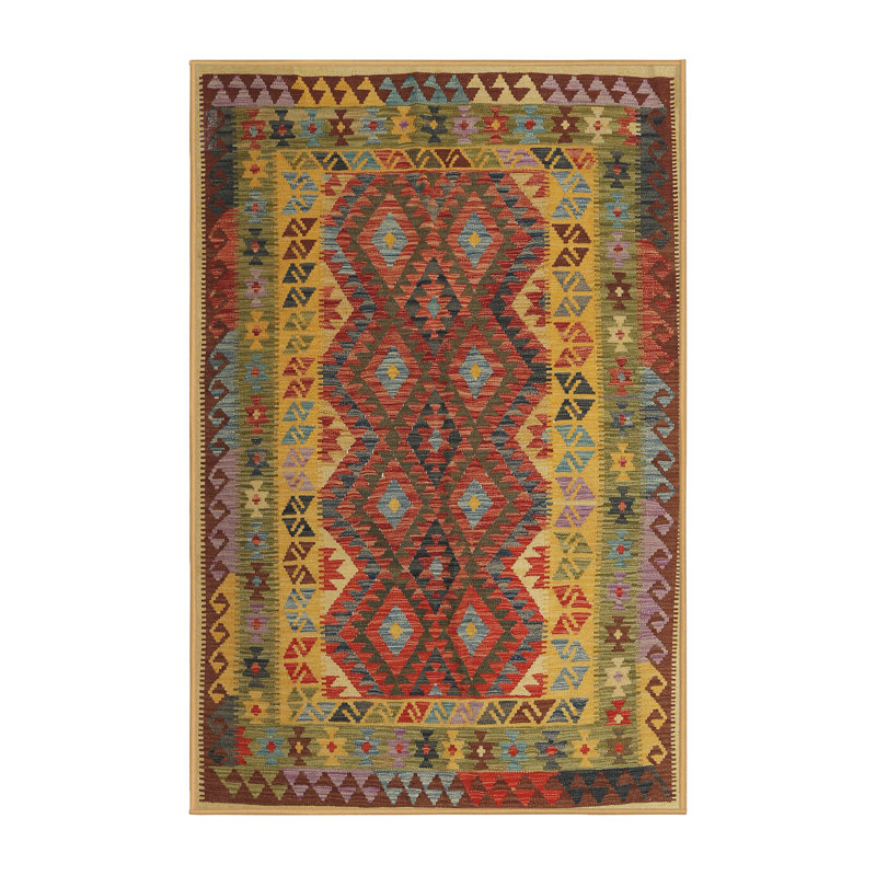 Tapis gris/rouge/crème contemporaine, Rectangle 4 pi x 6 pi