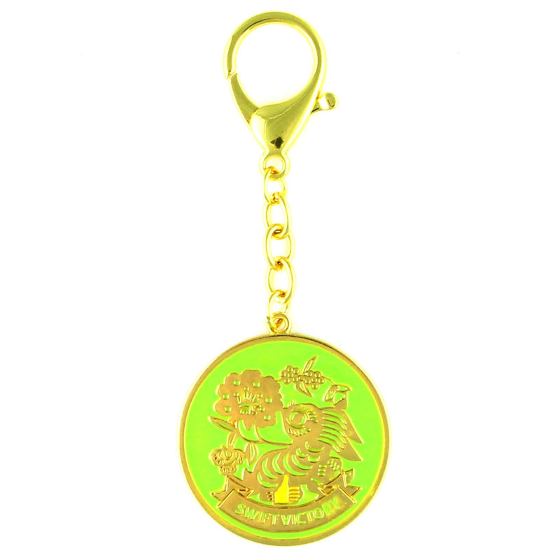 Feng Shui Import 2'' W Green/Gold Key Chain