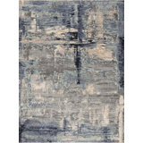 Leonardo Hand Knotted Abstract Area Rug in Blue/Beige