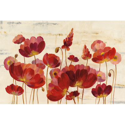 " Red Flowers On Marble " by Silvia Vassileva Painting Print