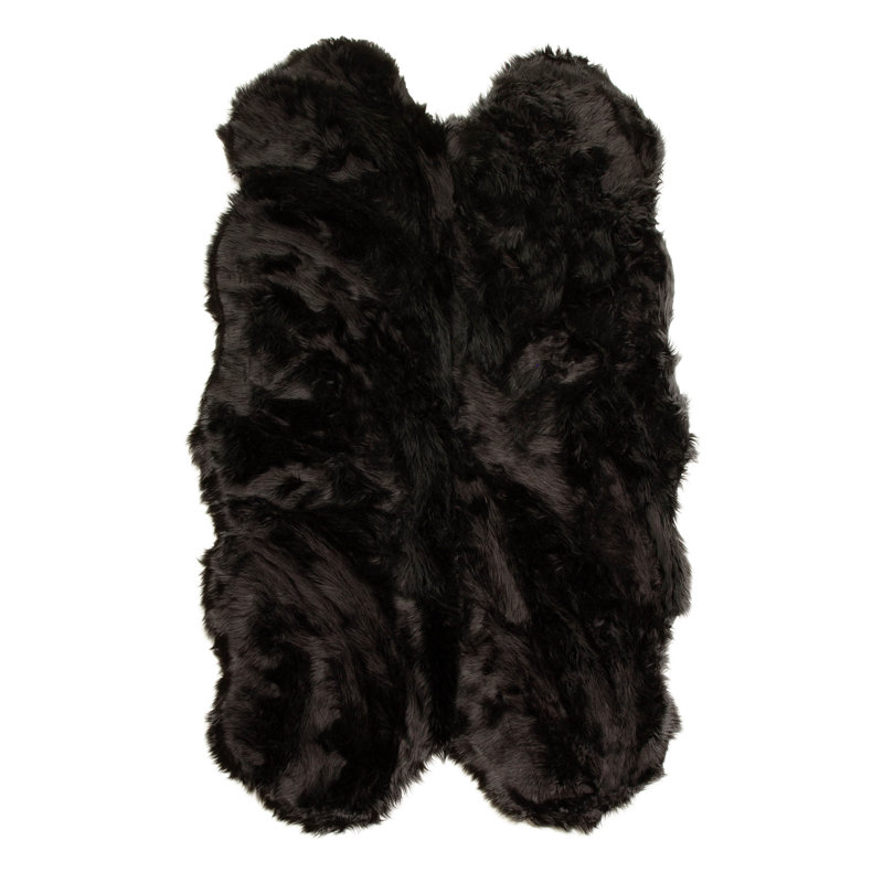 Diller Black Faux Fur Machine Washable Shag Fluffy Area Rug, Novelty 4' x 6'