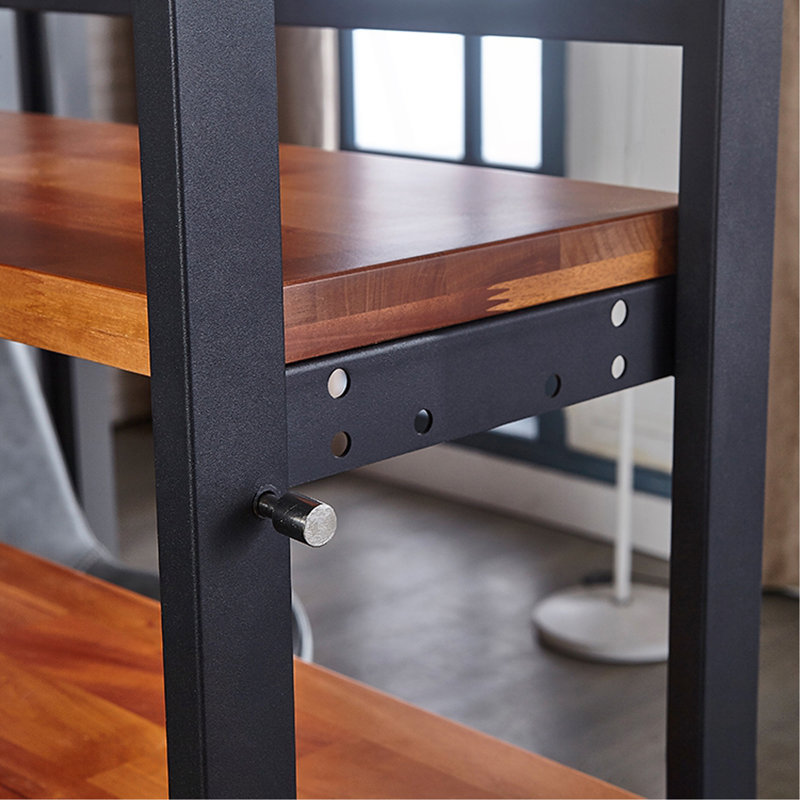 Medium-Size Rubber Wood Multifunction Convertible Dining Table,Transition Dining Table And Shelf For Home And Kitchen,Free Switch,Space-Saving For Any Need ,Wood Colour Finish