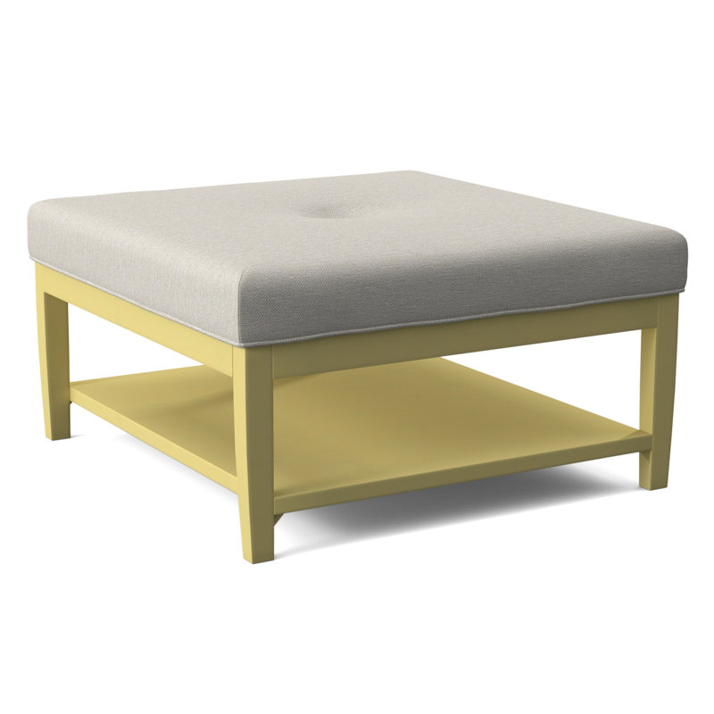 Hammond Square Ottoman, Frost White Finish, White Performance Fabric; 0851-94