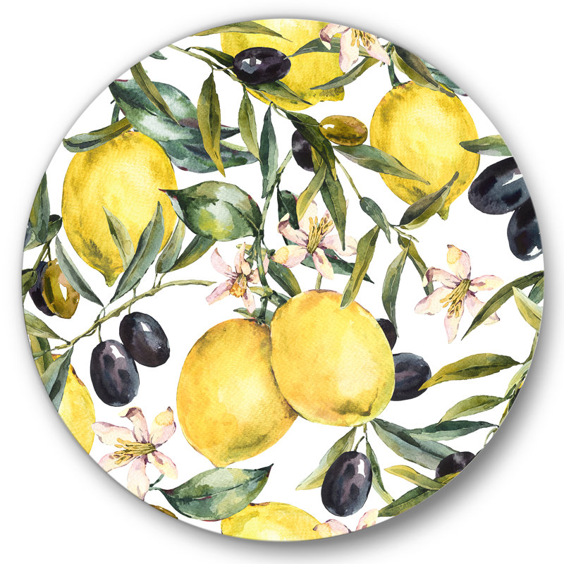 " Lemon And Olive Branches I ", 11" H x 11" W x 1" D
