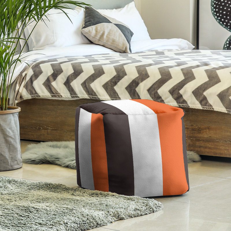 Repose-pieds cubique Tennessee, H 13 po x l 13 po x P 13 po, Brun / blanc / orange carotte