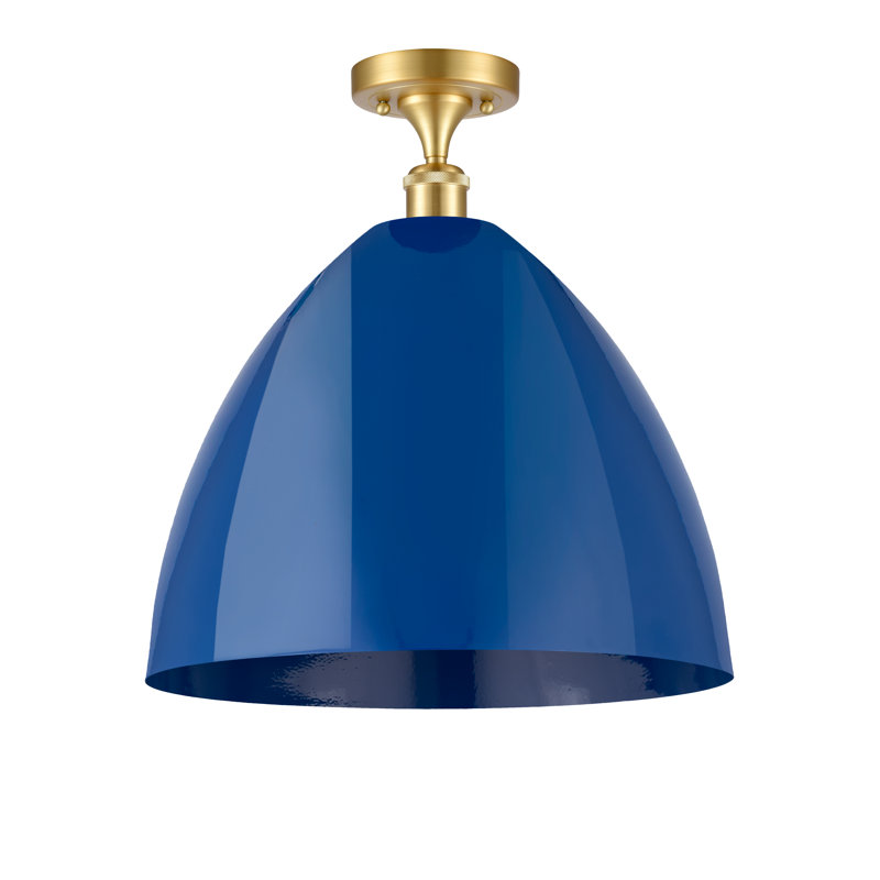 Plafonnier semi-encastré Crooksville, Bleu, Or satiné