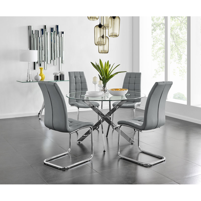 Ensemble de 4 tables de salle à manger Tierra Sleek, Gris éléphant