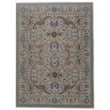 Hand-Knotted High-Quality Gold and Green Area Rug