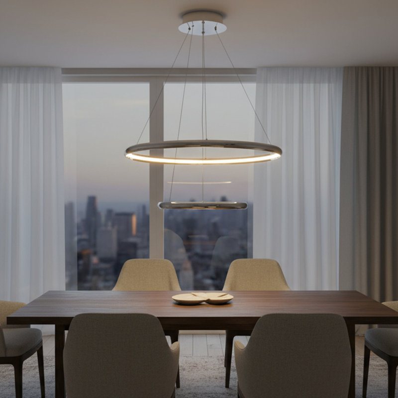 Luminaire suspendu intégré à 2 lumières DEL en chrome poli Geneva