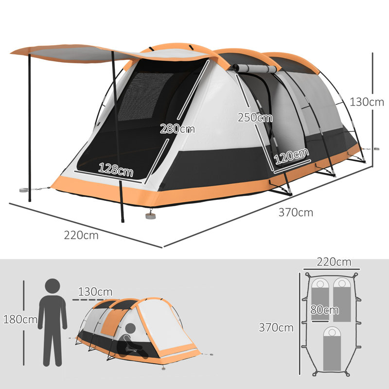 4 Person Tent, Orange