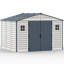 Abri de jardin en vinyle Duramax RidgeLine 10,5 x 8 pi avec ensemble de fondation en métal-135796466