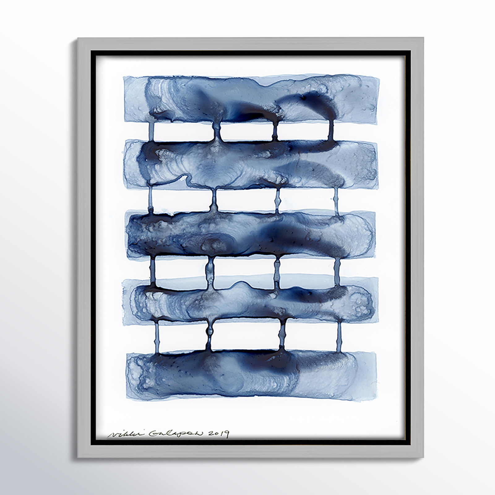 Gareth "Stitched Together I" Print by Nikki Galapon, 11.5" H x 9.5" W x 2" D, Silver Framed Canvas