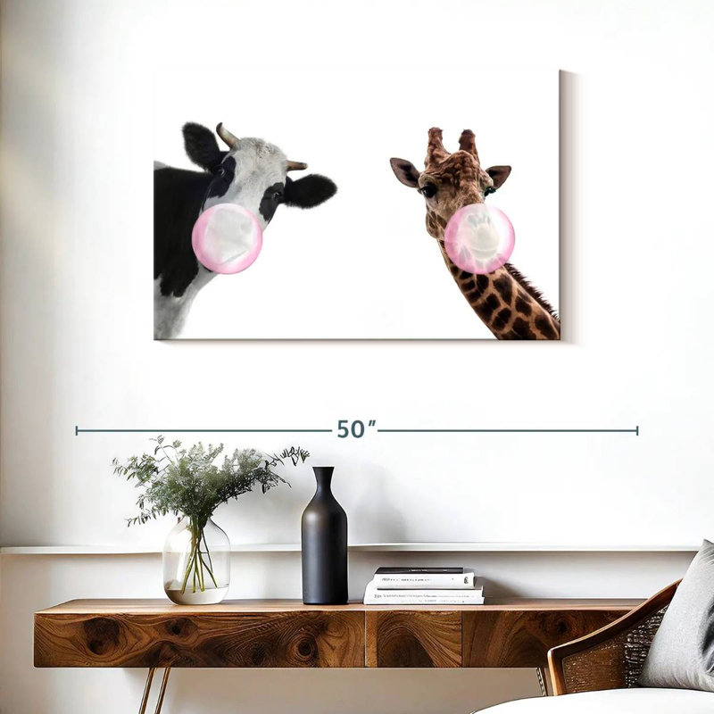 «Bubble Gum», animaux rigolos sur toile, H 36 po x l 24 po x P 1,25 po