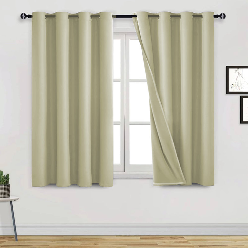 Frasco Blackout Curtain Pair, 116.84cm Width x 228.6cm Drop, Beige