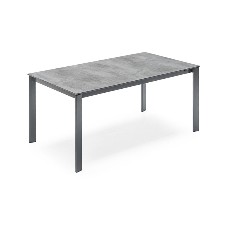 Eminence Extendable Solid Wood Dining Table, Matte Optic White, 35.5" W x 51.25" L, Beton Gray Melamine