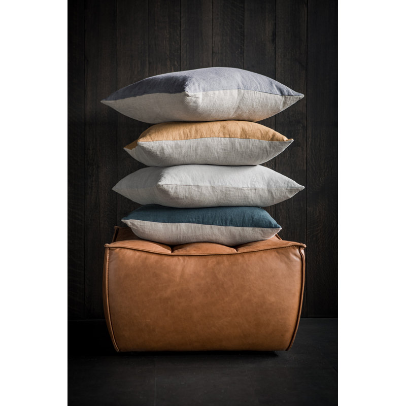 N701 Square Leather Ottoman, Old Saddle