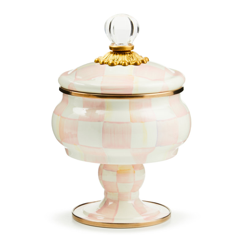 Rosy Check Curiosity Pot, Pink/White