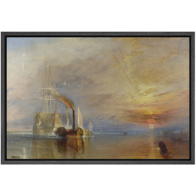 Bateau à vapeur au coucher du soleil, art de paysage marin, images de salon, impression sur toile encadrée, impression numérique.