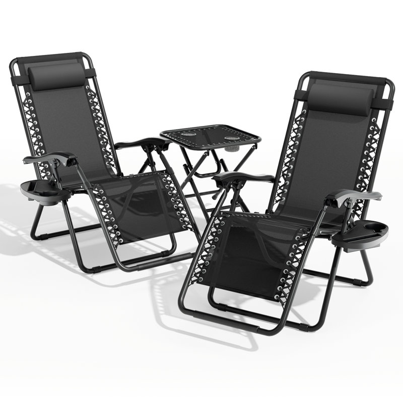 Fauteuils inclinables portatifs réglables pour l'extérieur, Noir